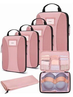 Compression Packing Cubes Travel Organizer Set Luggage Storage Bags 6 Piece